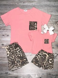 Sydney So Sweet Mommy And Me - Pinkalicious Cheetah Matching Shorts Lounge Set