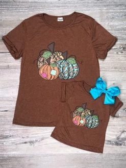Sydney So Sweet Mommy And Me - Vintage Pumpkin Patch Heathered Brown Matching T-Shirt