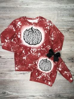 Sydney So Sweet Mommy And Me - Cheetah Pumpkin Brick Red Acid Wash Matching Top