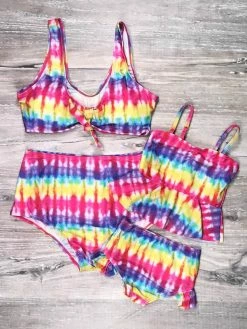 Sydney So Sweet Mommy & Me & Family Swim Mommy And Me - Rainbow Dip Dye High Waisted Matching Bikini