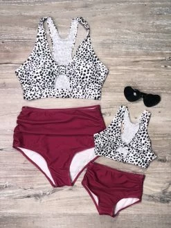 Sydney So Sweet Mommy And Me Swimsuit - Speckled Burgundy Cutout High Waisted Bikini Mommy & Me & Family Swim
