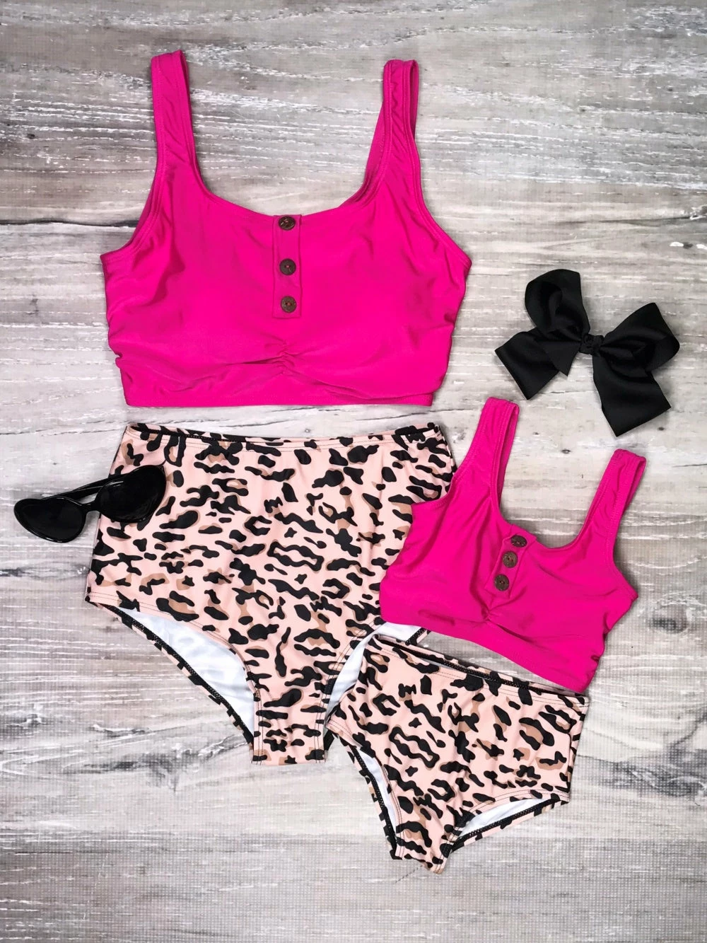 Sydney So Sweet Mommy & Me & Family Swim Mommy And Me Swimsuits - Hot Pink Cheetah High Waisted Two Piece Bikini 1 Sydney So Sweet Mommy & Me & Family Swim Mommy And Me Swimsuits - Hot Pink Cheetah High Waisted Two Piece Bikini