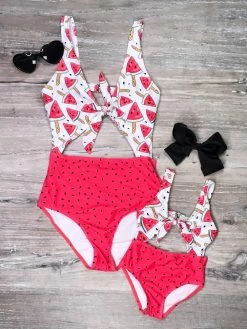 Sydney So Sweet Mommy And Me Swimsuits - Watermelon Seed Popsicle Pink Cutout Matching One Piece Mommy & Me & Family Swim