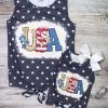 Sydney So Sweet New Arrivals Mommy And Me - USA Navy Star Tie Matching Patriotic Tank Tops