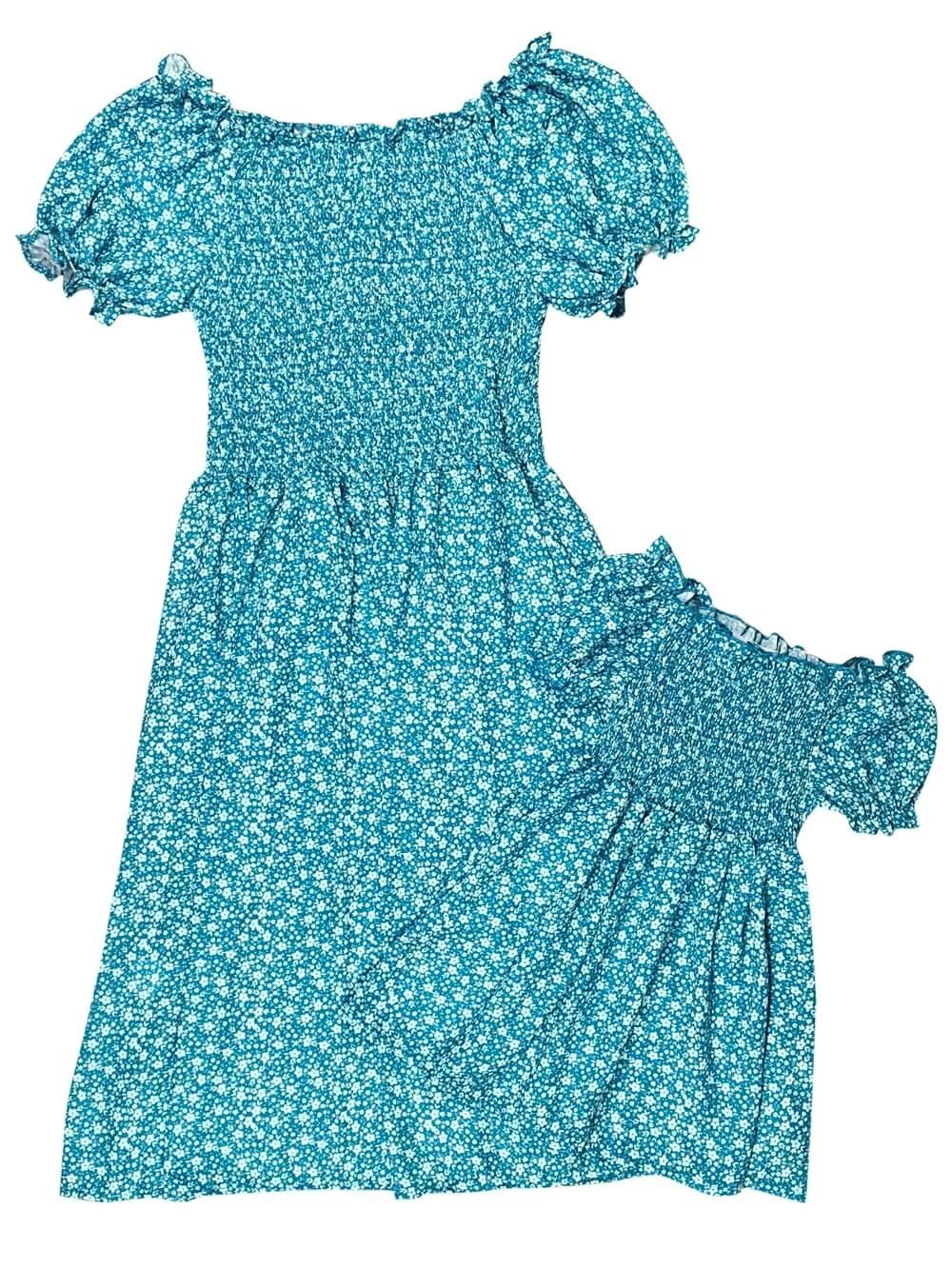 Sydney So Sweet Mom & Me Matching Mommy And Me - Blue Ditsy Floral Smocked Puff Sleeve Dress 5 Sydney So Sweet Mom & Me Matching Mommy And Me - Blue Ditsy Floral Smocked Puff Sleeve Dress