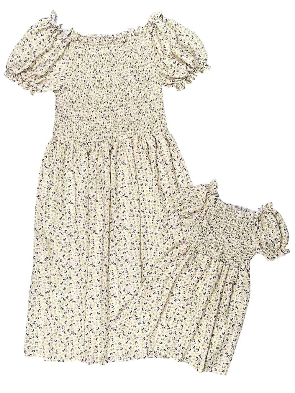 Sydney So Sweet Mommy And Me - Cream Ditsy Floral Smocked Puff Sleeve Dress 3 Sydney So Sweet Mommy And Me - Cream Ditsy Floral Smocked Puff Sleeve Dress