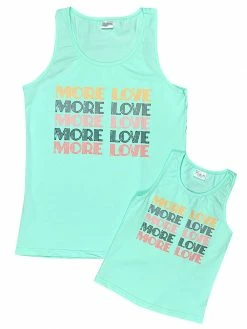 Sydney So Sweet Mommy And Me - More Love Retro Mint Matching Tank Top Mom & Me Matching