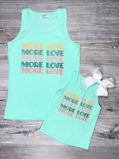 Sydney So Sweet Mommy And Me - More Love Retro Mint Matching Tank Top Mom & Me Matching