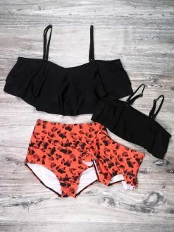 Sydney So Sweet Mommy And Me Swimsuits - Orange You Glad It's Cheetah High Waisted Matching Bikini