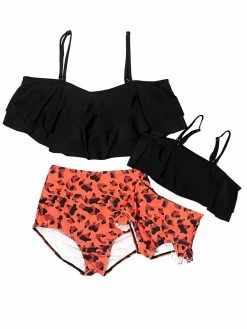 Sydney So Sweet Mommy And Me Swimsuits - Orange You Glad It's Cheetah High Waisted Matching Bikini
