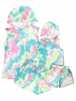 Sydney So Sweet Mommy And Me - Pastel Tie Dye Hooded Tank Matching Shorts Sets