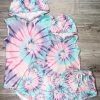 Sydney So Sweet Mommy And Me - Pink & Purple Swirl Tie Dye Hooded Shorts Matching Outfit Shorts & Capri Outfits