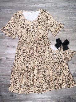 Sydney So Sweet Mommy And Me - Speckled Dot Baby Doll Short Sleeve Matching Dresses
