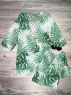 Sydney So Sweet Mommy & Me & Family Swim Mommy And Me - Palm Leaves Matching Swim Kimono Coverups