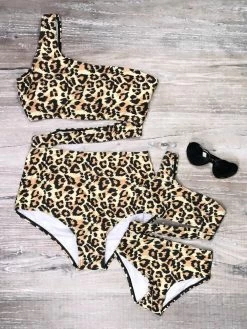 Sydney So Sweet Mommy & Me & Family Swim Mommy And Me Swim - Cheetah Cutout One Shoulder Matching One Piece