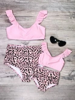 Sydney So Sweet Mommy And Me Swimsuits - Blush Pink Leopard Matching Two Piece Bikini
