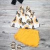 Sydney So Sweet Monarch Butterfly Daisy Yellow Ruffle Girls Shorts Outfit