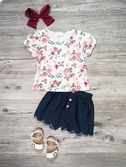 Sydney So Sweet Mums The Word Red & Pink Floral Ruffle Girls Shorts Outfit New Arrivals