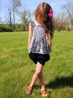 Sydney So Sweet New Arrivals Tropical Butterfly Pink Leopard Ruffle Girls Shorts Outfit