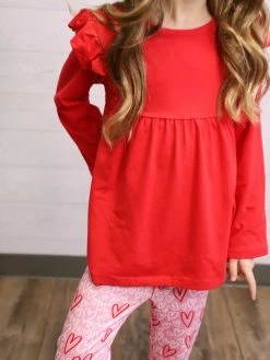 Sydney So Sweet Valentine's Day Love Your Heart Red & Pink Bell Bottom Ruffle Girls Outfit