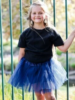 Sydney So Sweet Patriotic Navy Blue Tutu Skirt - Kids Size 3-Layer Tulle Basic Ballet Dance Costume Tutus For Girls