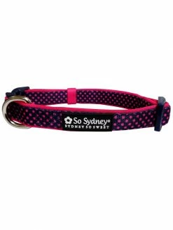 Sydney So Sweet Navy & Hot Pink Polka Dots Adjustable Fashion Dog Collar