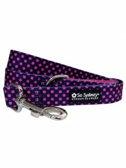 Sydney So Sweet Navy & Hot Pink Polka Dots 5' Nylon Dog Leash