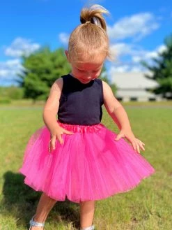 Sydney So Sweet Neon Pink Tutu Skirt - Kids Size 3-Layer Tulle Basic Ballet Dance Costume Tutus For Girls
