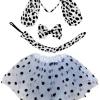 Sydney So Sweet Adult Dalmatian Costume - Black & White Polka Dot Tutu Skirt, Tail, & Headband Set For Adult Or Plus Size