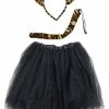 Sydney So Sweet Adult Tiger Costume - Black Tutu Skirt, Tail, & Headband Set For Adult Or Plus Size
