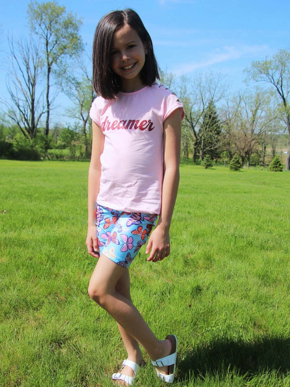 Sydney So Sweet Dreamer Pink Cutout Butterfly Biker Girls Shorts Outfit New Arrivals 1 Sydney So Sweet Dreamer Pink Cutout Butterfly Biker Girls Shorts Outfit New Arrivals