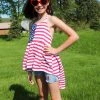 Sydney So Sweet Little Miss America Star Hi Lo Tank Denim Girls 4th Of July Shorts Outfit