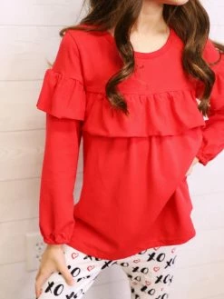 Sydney So Sweet 2 Piece Pants Outfits XOXO Y'all Red Ruffle Girls Outfit