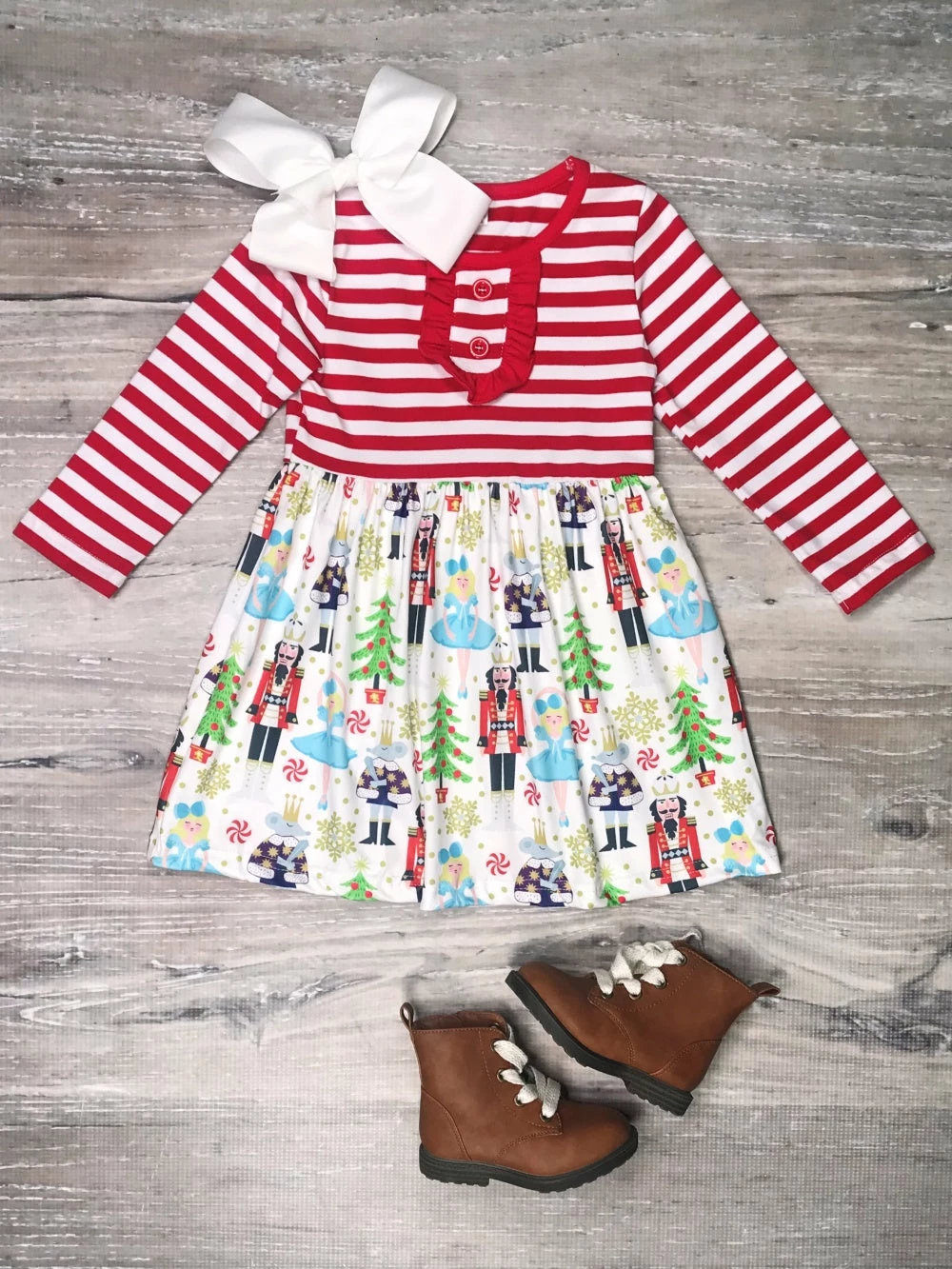 Sydney So Sweet Nutcracker Ballet Red Stripe Ruffle Girls Christmas Dress 1 Sydney So Sweet Nutcracker Ballet Red Stripe Ruffle Girls Christmas Dress
