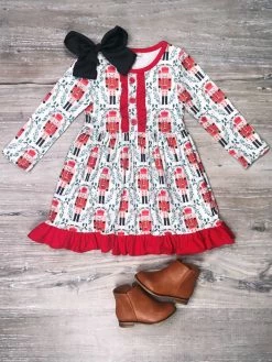 Sydney So Sweet Nutcracker Mistletoe Red Ruffle Girls Christmas Dress Dresses & Skirt Sets