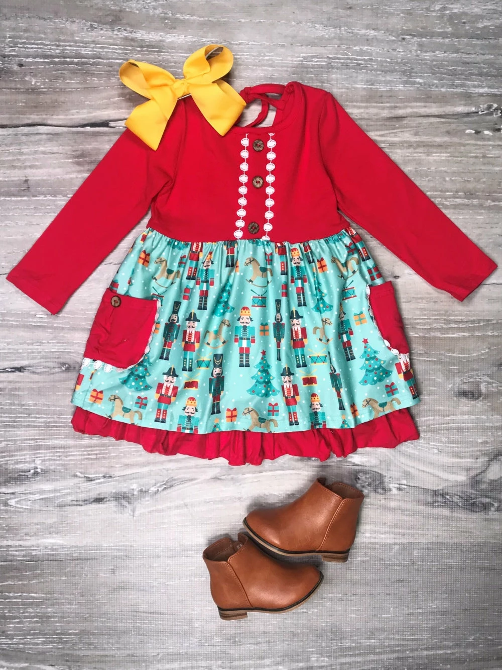 Sydney So Sweet Nuts About Nutcracker Red Ruffle Girls Christmas Dress 1 Sydney So Sweet Nuts About Nutcracker Red Ruffle Girls Christmas Dress