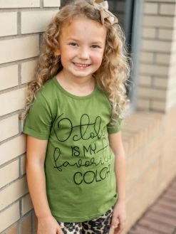 Sydney So Sweet Mommy And Me - October Is My Favorite Color Green Fall Matching T-Shirt