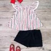 Sydney So Sweet Oh My Stars & Stripes Flutter Red & Blue Girls 4th Of July Shorts Outfit