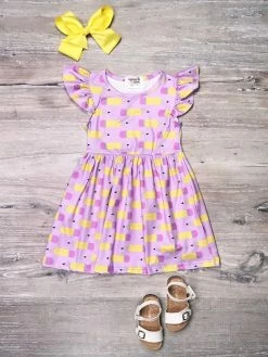 Sydney So Sweet On Point Pink Pencil Flutter Ruffle Girls Back To School Dress