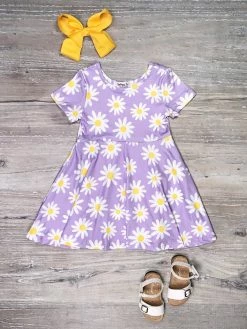 Sydney So Sweet Oopsy Daisy Lavender Short Sleeve Girls Spring Skater Dress Dresses & Skirt Sets