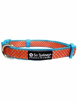 Sydney So Sweet Orange & Turquoise Blue Polka Dots Unique Nylon Dog Collar Thanksgiving