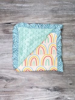 Sydney So Sweet Pastel Rainbow Blue Polka Dot Baby Or Toddler Minky Dot Blanket Extras