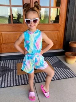 Sydney So Sweet Mommy And Me - Pastel Tie Dye Hooded Tank Matching Shorts Sets