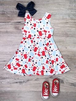 Sydney So Sweet Dresses & Skirt Sets Patriotic Popsicle Red & Blue Tank Girls Skater Dress