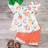 Sydney So Sweet New Arrivals Peach Out Watercolor Orange Denim Girls Shorts Outfit