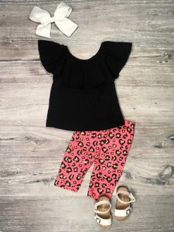 Sydney So Sweet Perfect Pink Cheetah Distressed Ruffle Girls Capri Outfit On Wednesday, We Wear Pink 6 Sydney So Sweet Perfect Pink Cheetah Distressed Ruffle Girls Capri Outfit On Wednesday, We Wear Pink