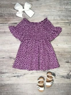 Sydney So Sweet Perfectly Purple Ditsy Floral Smocked Flare Girls Dress New Arrivals
