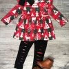 Sydney So Sweet Pine Tree Plaid Ruffle Distressed Leggings Girls Outfit