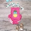 Sydney So Sweet New Arrivals Pink Polka Pineapple Stripe Ruffle Halter Baby Girls Bubble Romper