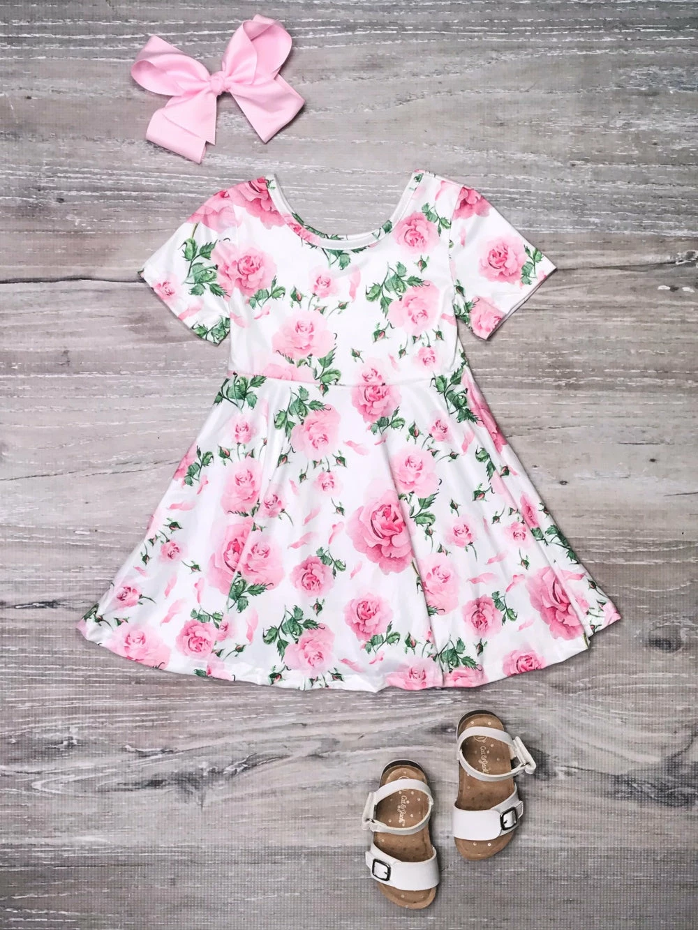 Sydney So Sweet New Arrivals Pink Rose Petals Floral Short Sleeve Girls Skater Dress 1 Sydney So Sweet New Arrivals Pink Rose Petals Floral Short Sleeve Girls Skater Dress